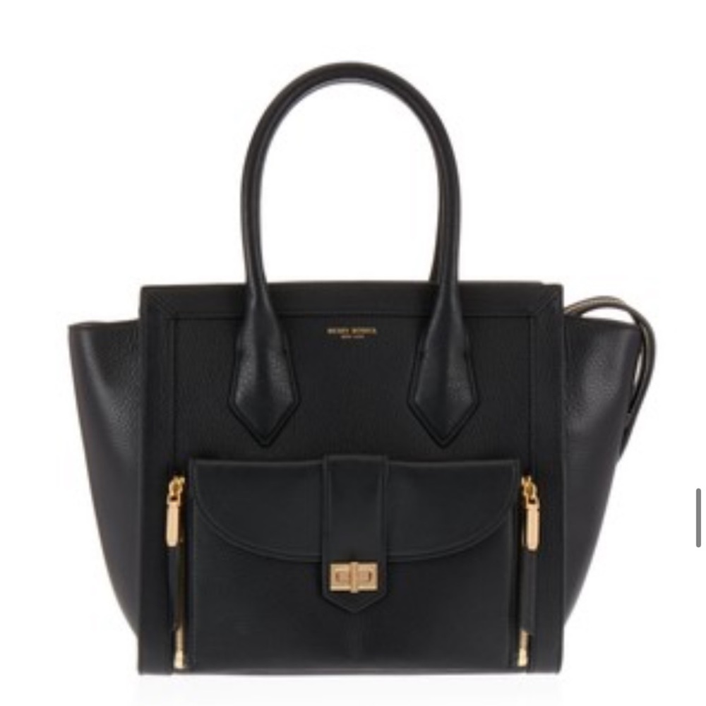 Henri Bendel Black Rivington Tote Bag with Gold Hardware Large